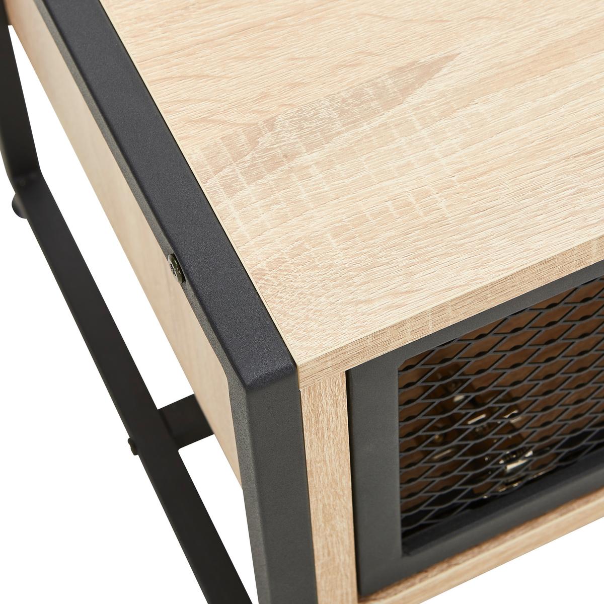 ŁAWKA Z PÓŁKĄ NA BUTY MELA SIDEBOARD - czarny/kolor dębu sonoma, Modern, metal/drewno (95/40/41cm) - P & B