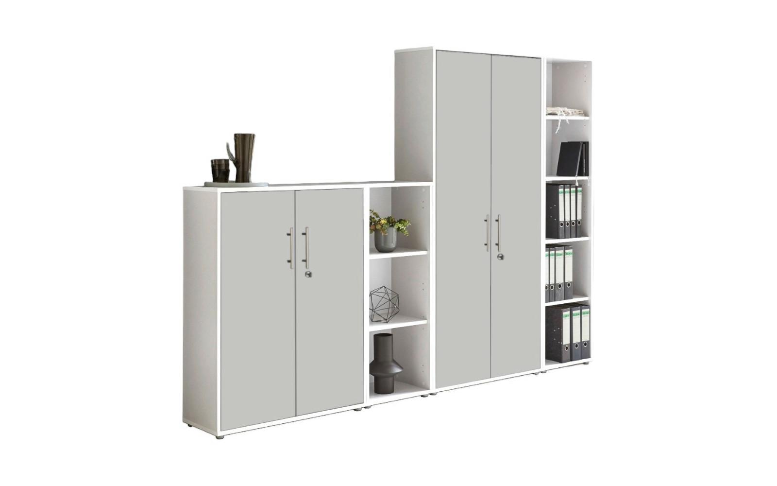 AKTENSCHRANK OFFICE EDITION - SW SET 4 - Hellgrau/Weiß, MODERN, Holzwerkstoff (128,5/185,6/33cm) - MID.YOU