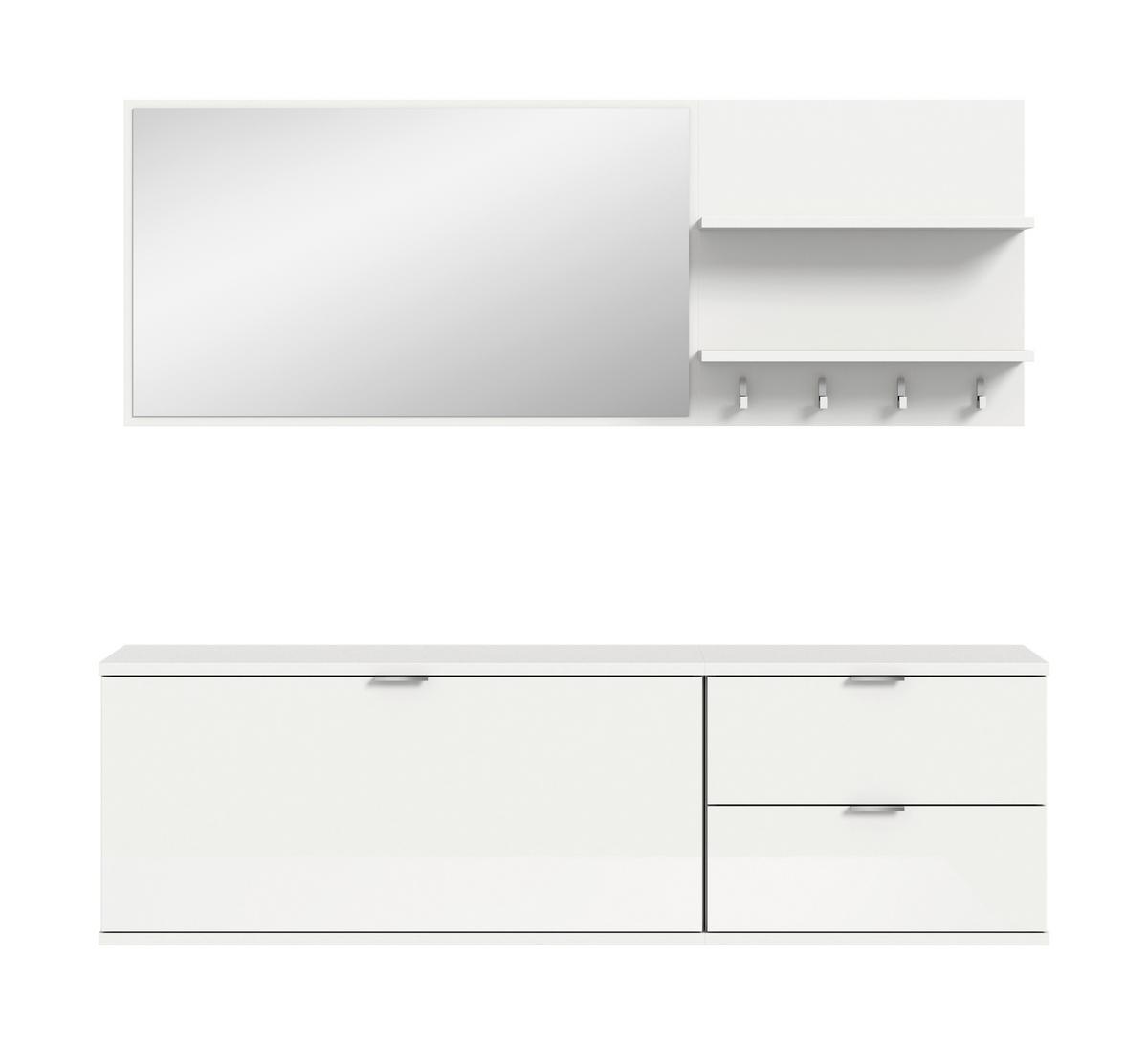 GARDEROBE PROJEKT X - Weiss Hochglanz/Weiss, Design, Holzwerkstoff (144/193/32cm) - Livetastic