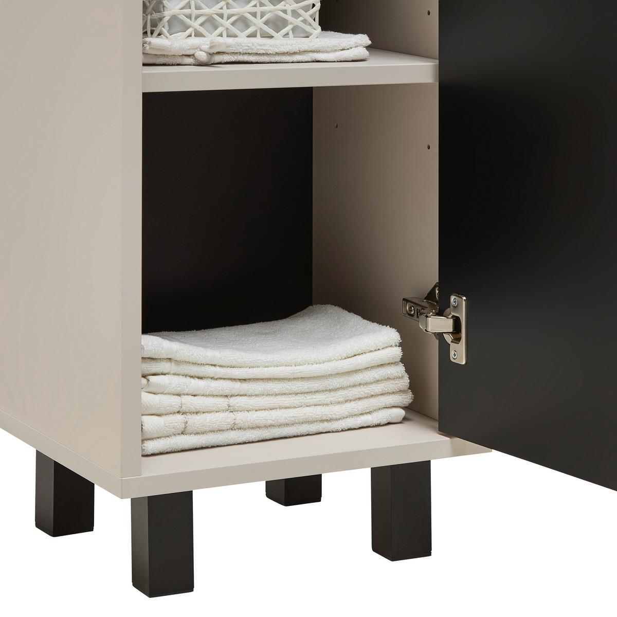 Seitenschrank Sophia Kaschmirfarben - Kaschmir/Schwarz, MODERN, Holzwerkstoff (35/120/33cm) - Mömax