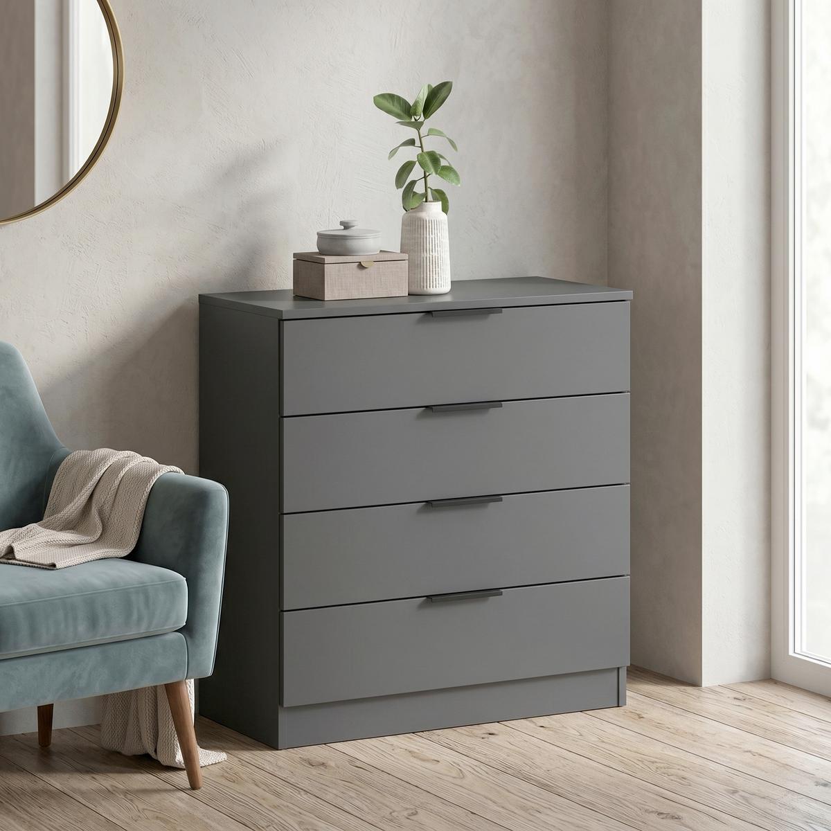 Komód Kopenhagen - fekete/antracit, Design, műanyag/faalapú anyag (74/80/35cm) - Livetastic