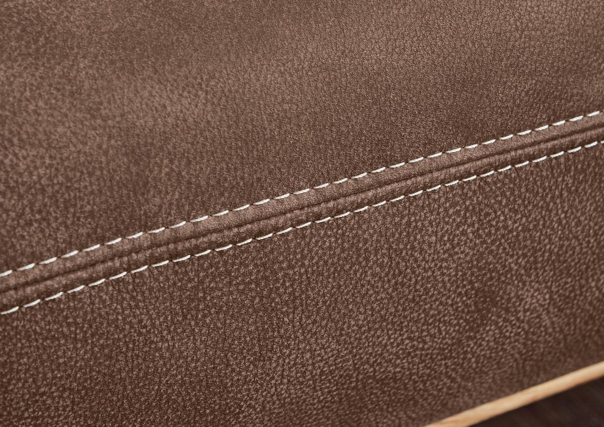 Wohnlandschaft Erling Braun - Beige/Schwarz, MODERN, Leder/Metall (322/89/187cm) - Premium Living