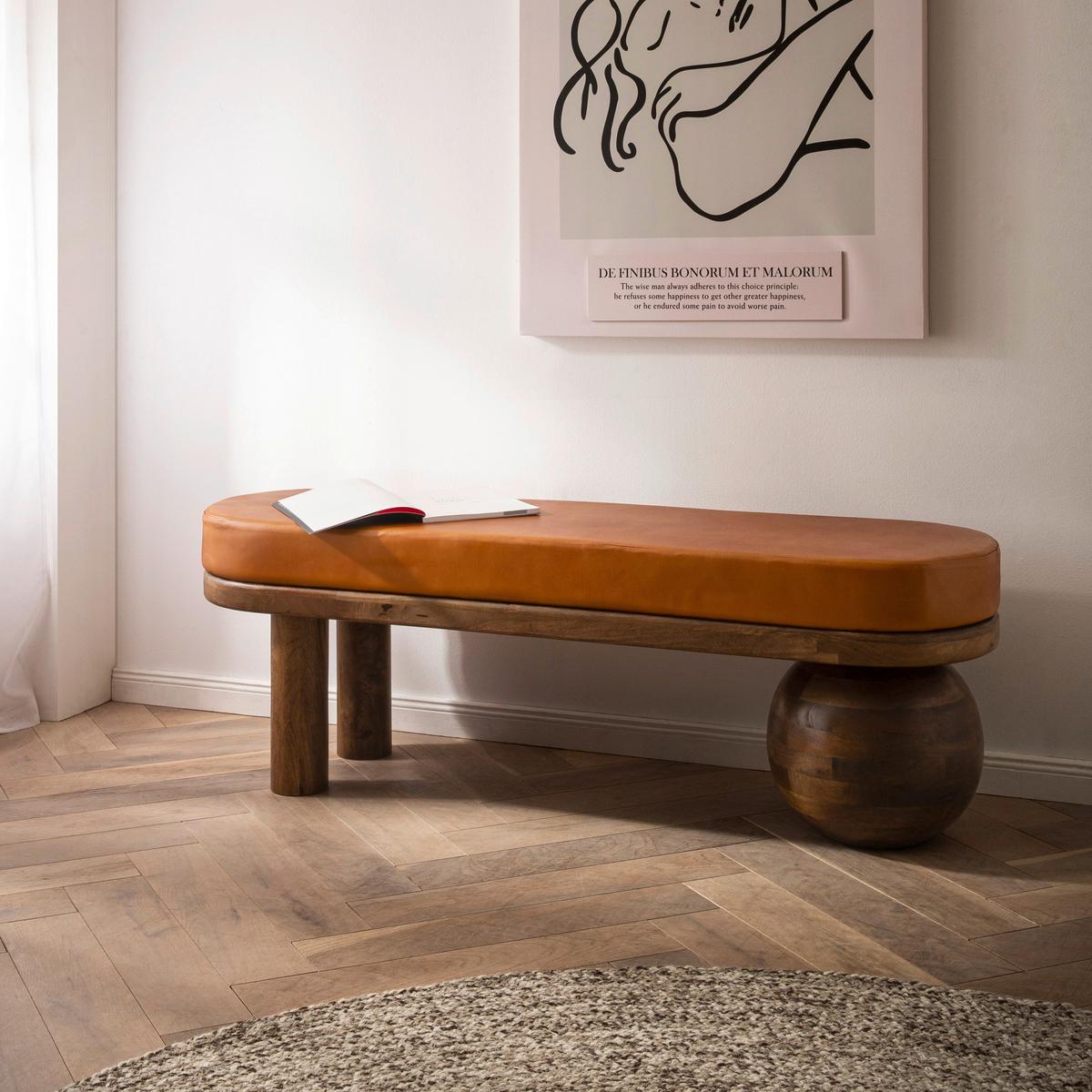 Klop Ziege, Pravo Usnje - rjava, Design, les/usnje (140/47/40cm) - Livetastic