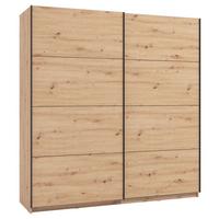 Schwebetürenschrank Gard 200 in Eiche Artisan - Schwarz/Eiche Artisan, KONVENTIONELL, Holzwerkstoff/Metall (195/217/61cm) - Mömax