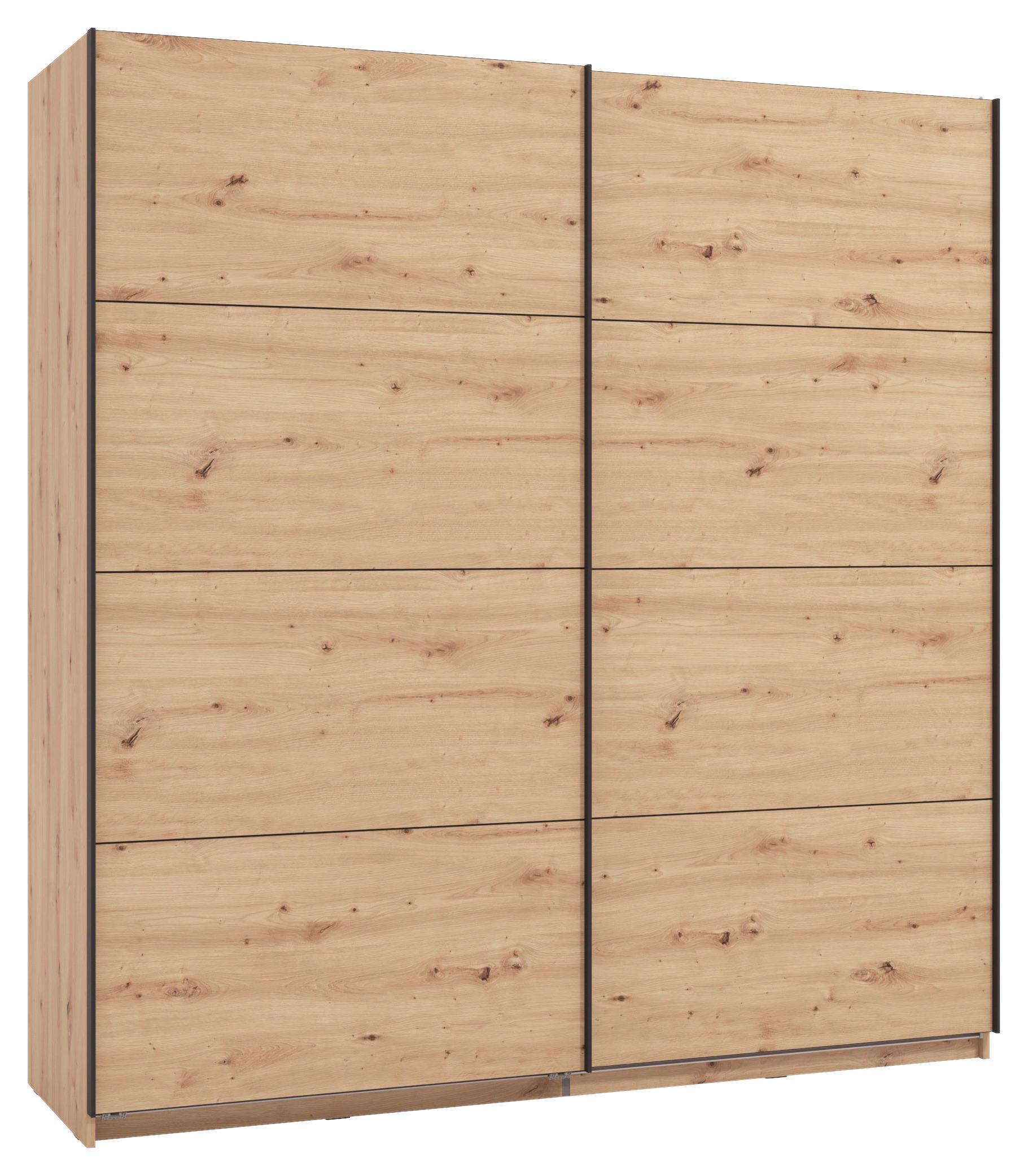 GARDEROB MED SKJUTDÖRRAR GARD 200 -TOP- - ek Artisan/svart, Klassisk, metall/trämaterial (195/217/61cm) - Mömax