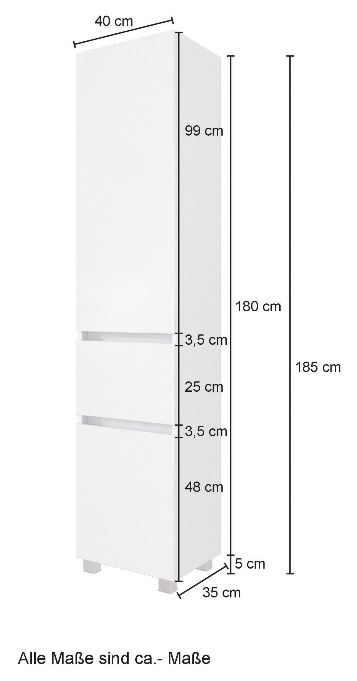 Hochschrank ''Pienza'', Eiche Wotan - Eiche Wotan/Silberfarben, MODERN, Holzwerkstoff/Kunststoff (40/180/35cm) - Held