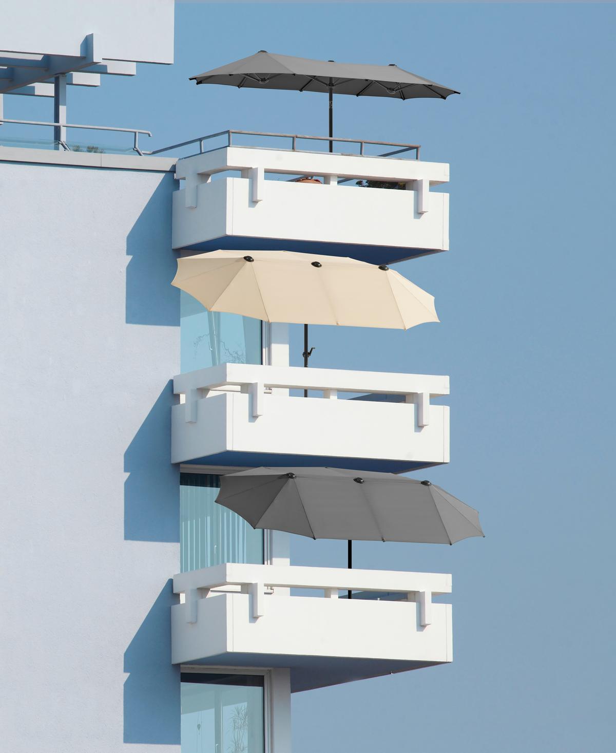 Doppelsonnenschirm Salerno ca.300x220x150cm Anthrazit - Anthrazit, Basics, Textil/Metall (300/220/150cm) - Schneider