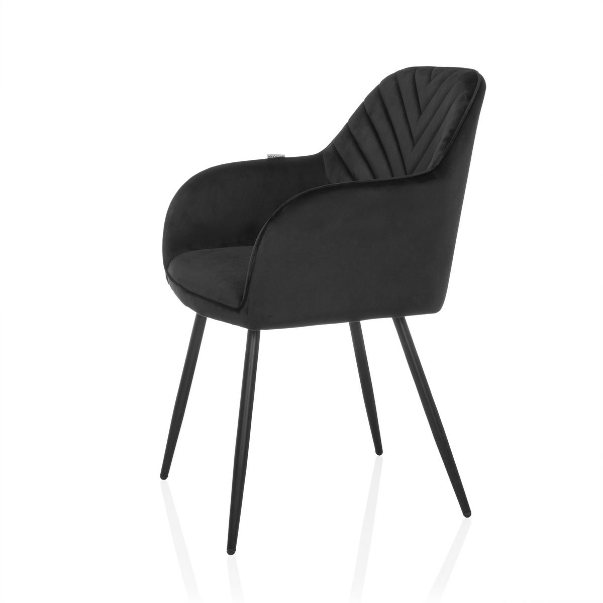 Naslanjač Charvelle, Črna - črna, Moderno, kovina/tekstil (55/86/58cm) - MID.YOU