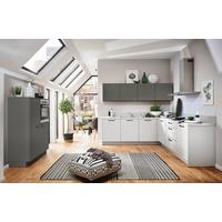 Einbauküche MANHATTAN in Weiss, Quarzgrau - Schwarz/Weiß, MODERN, Holzwerkstoff/Metall (120/248,6/280cm) - Nolte Küchen