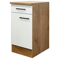 Kuhinjska Spodnja Omarica Avila, Magnolija, Barva Hrasta - magnolija/črna, Konvencionalno, kovina/leseni material (40/85/57cm) - FlexWell