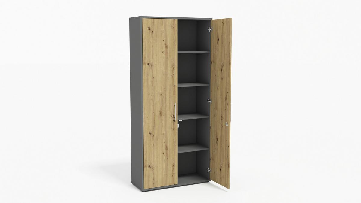 AKTENSCHRANK OFFICE EDITION - SW SET 4 - Anthrazit/Eiche Artisan, MODERN, Holzwerkstoff (128,5/185,6/33cm) - MID.YOU