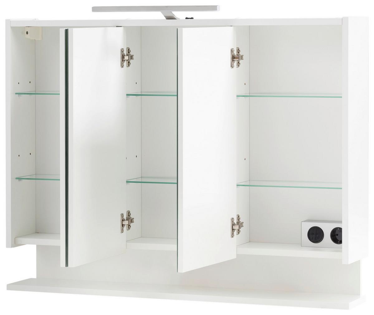 Spiegelschrank Flag Weiß mit LED 3-türig - MODERN, Glas/Holzwerkstoff (93,5/71,4/16cm) - MID.YOU