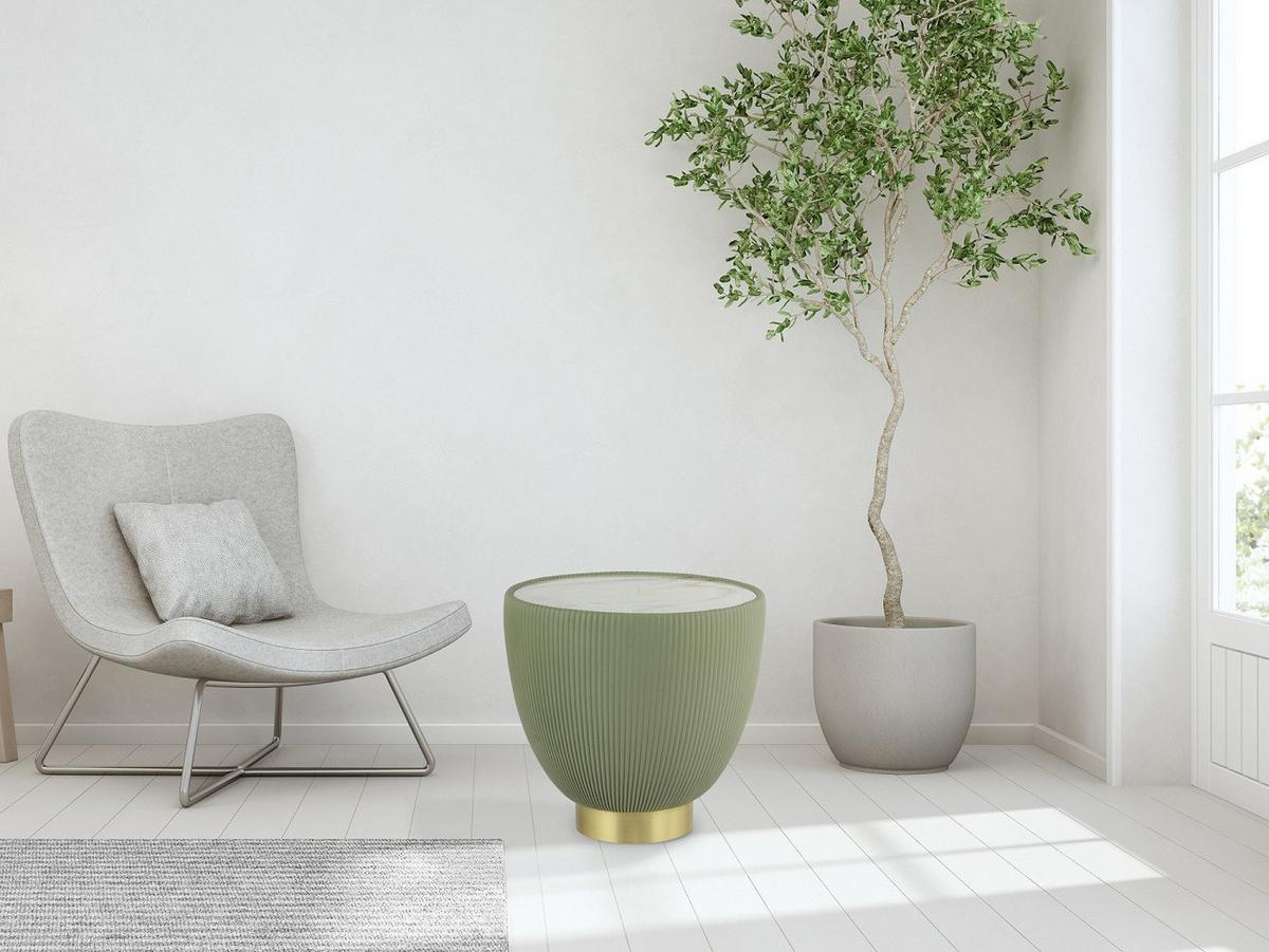 BEISTELLTISCH JOKAI 125 GRÜN - Goldfarben/Grün, Design, Textil/Stein (47/47/45cm) - Kayoom