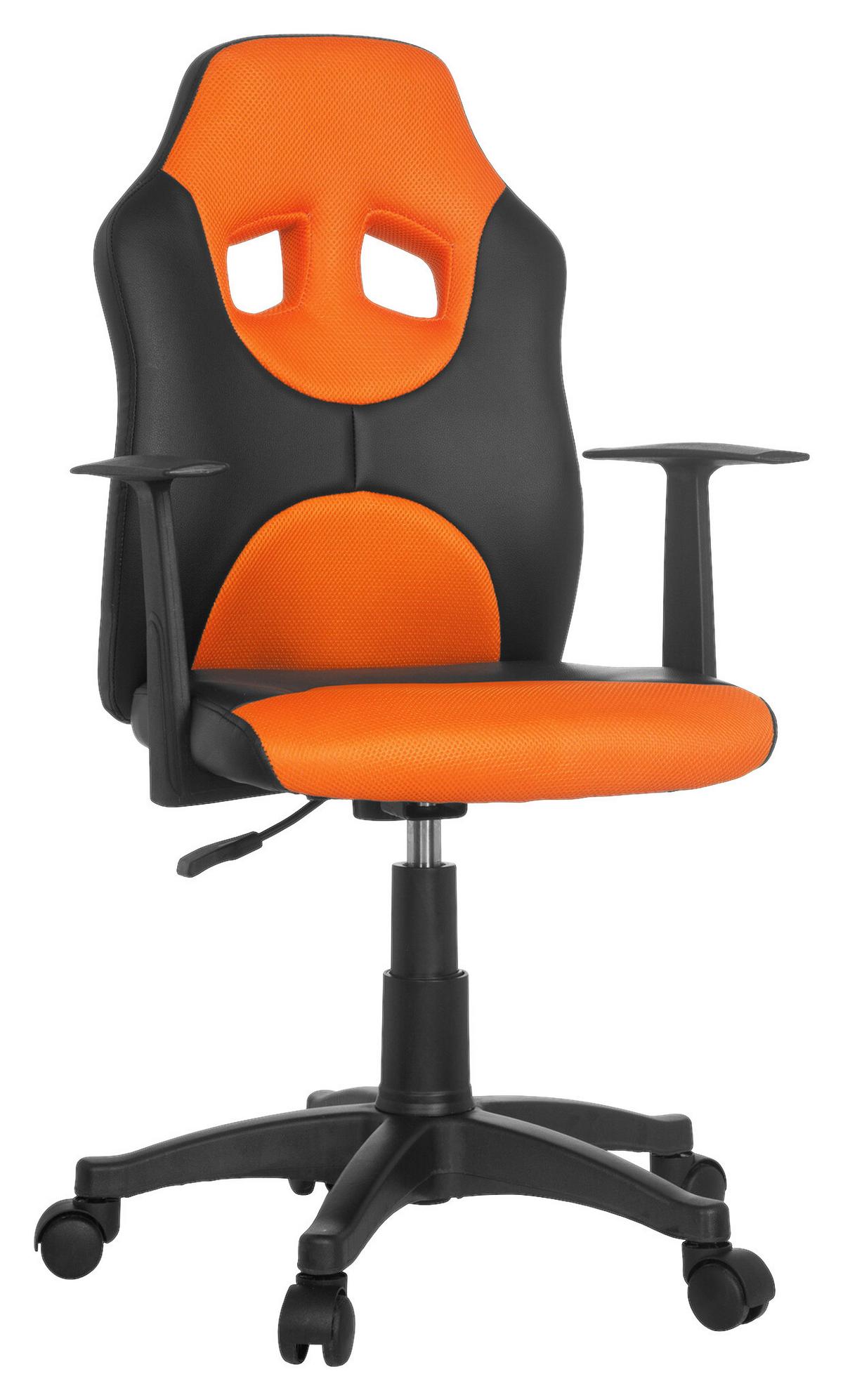 Mladinski Vrtljivi Stol Kid Racer Al, Črna, Oranžna - črna/oranžna, Basics, umetna masa (54/90-100/48cm) - MID.YOU