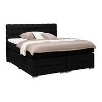 Boxspringbett London Schwarz ca. 180x200cm - Chromfarben/Schwarz, MODERN, Holz/Holzwerkstoff (180/200cm) - Premium Living
