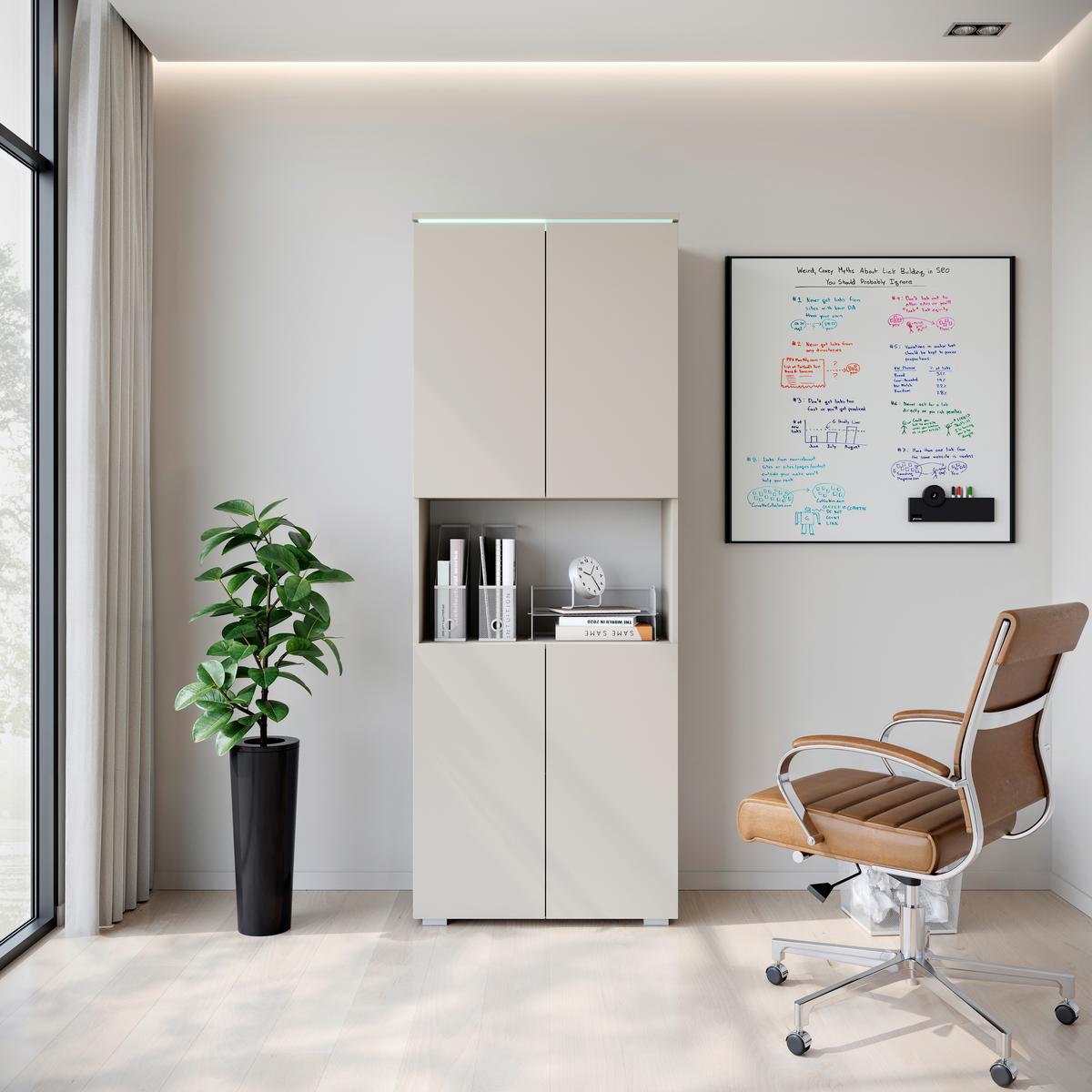 Arhivska Omara Vera 70, Bež, Kašmir - kašmir/bež, Design, leseni material (68/181,9/33cm) - Livetastic