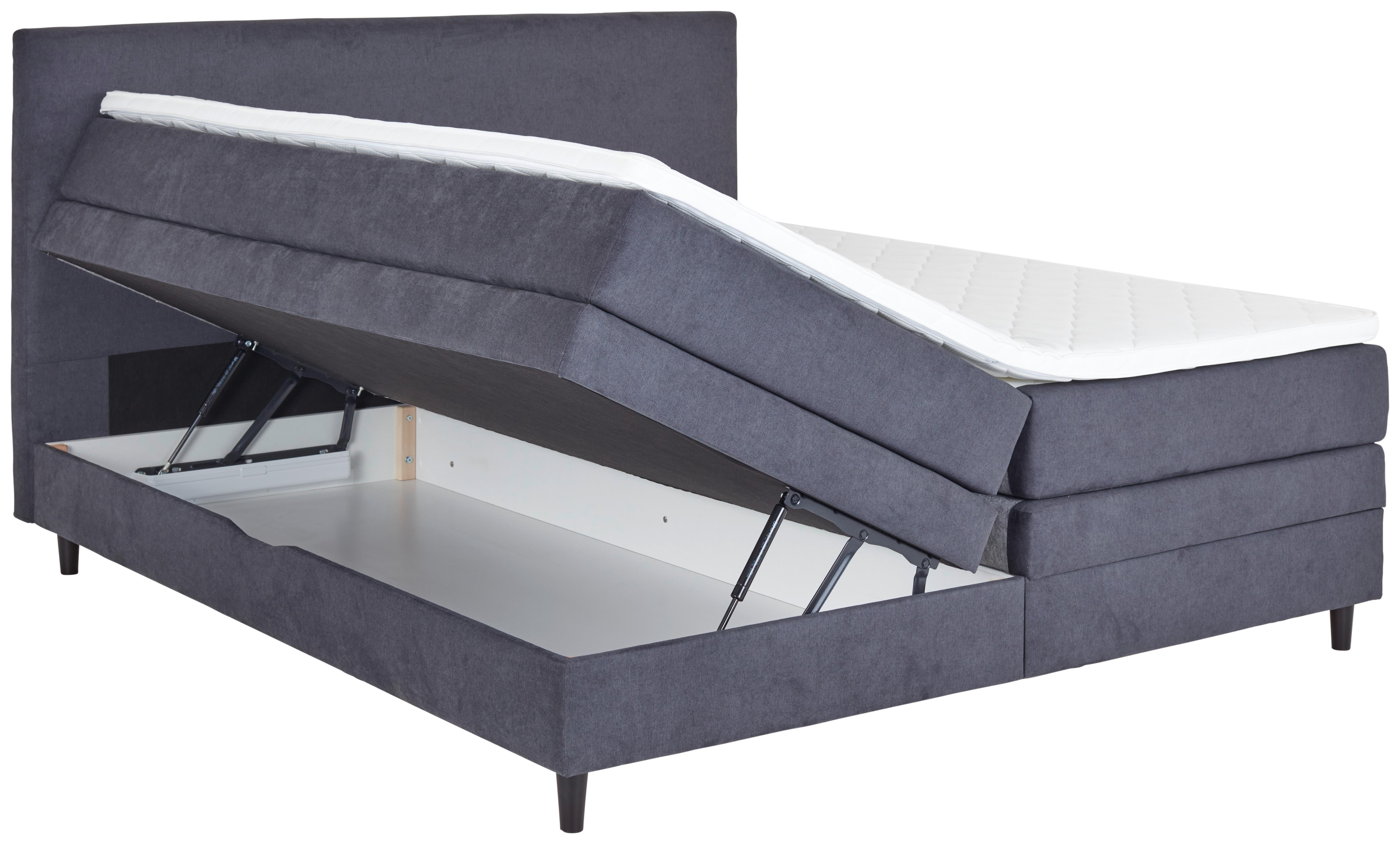 Boxspring Krevet Kleopatra - antracit, Konvencionalno, drvni materijal/tekstil (180/200cm) - Modern Living