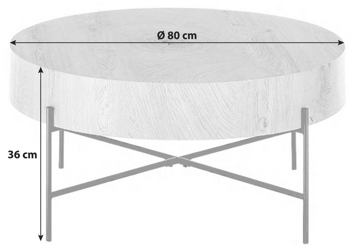 Măsuță de cafea MANACOR - culoare lemn stejar/negru, Modern, metal/material pe bază de lemn (80/36cm) - Zandiara