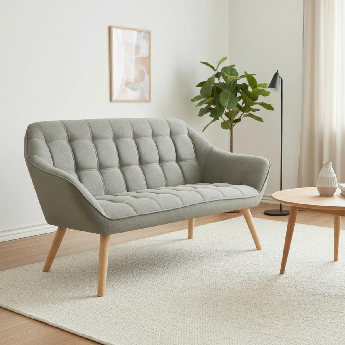 Sofa Monique Grau Velours - Grau, MODERN, Holz/Textil (127/76/74,5cm) - Bessagi Home