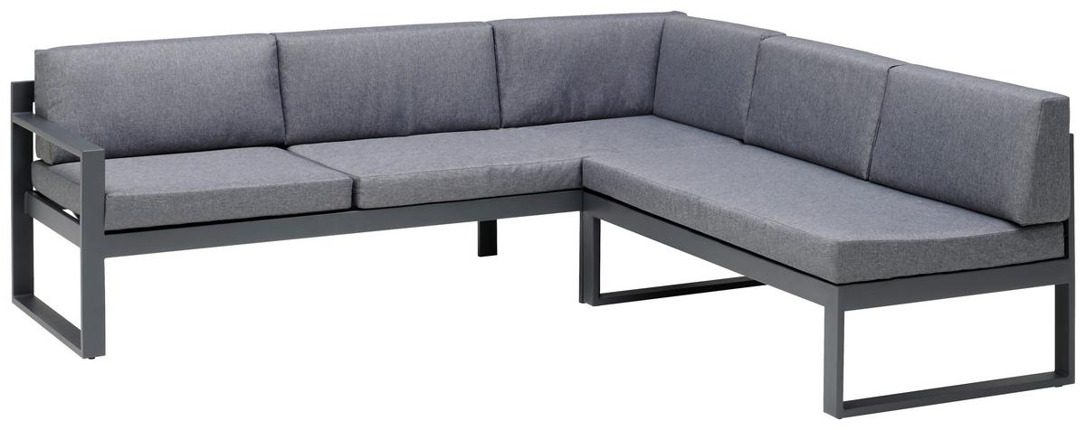 Lounge Garnitura Rio 2, Črna, Antracit, 5-Delni Set - temno siva/črna, Moderno, kovina/steklo (214/130cm) - Beldano