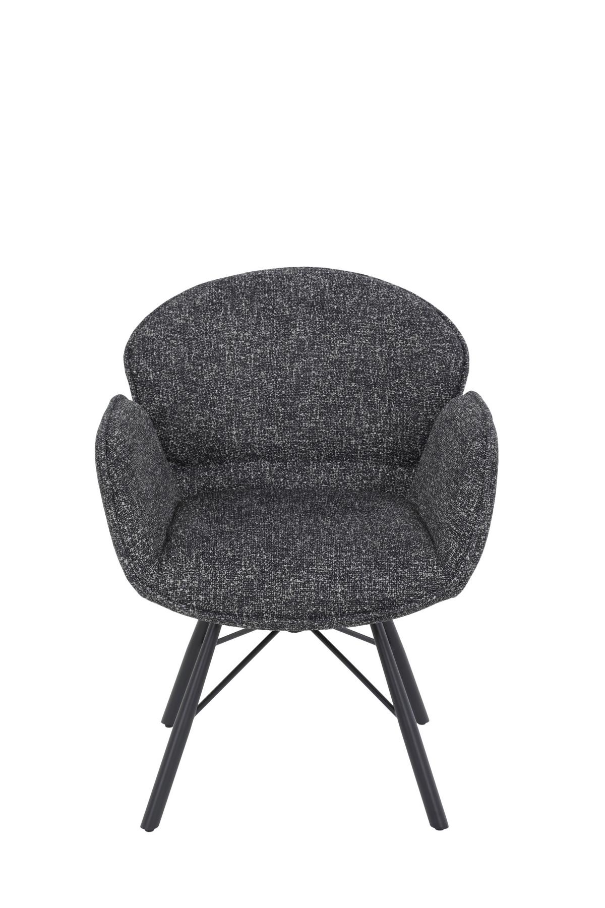 Armlehnstuhl-Set Bristol 2er-Set Anthrazit Bouclé - Anthrazit/Schwarz, MODERN, Textil/Metall (62/83/66cm) - MID.YOU