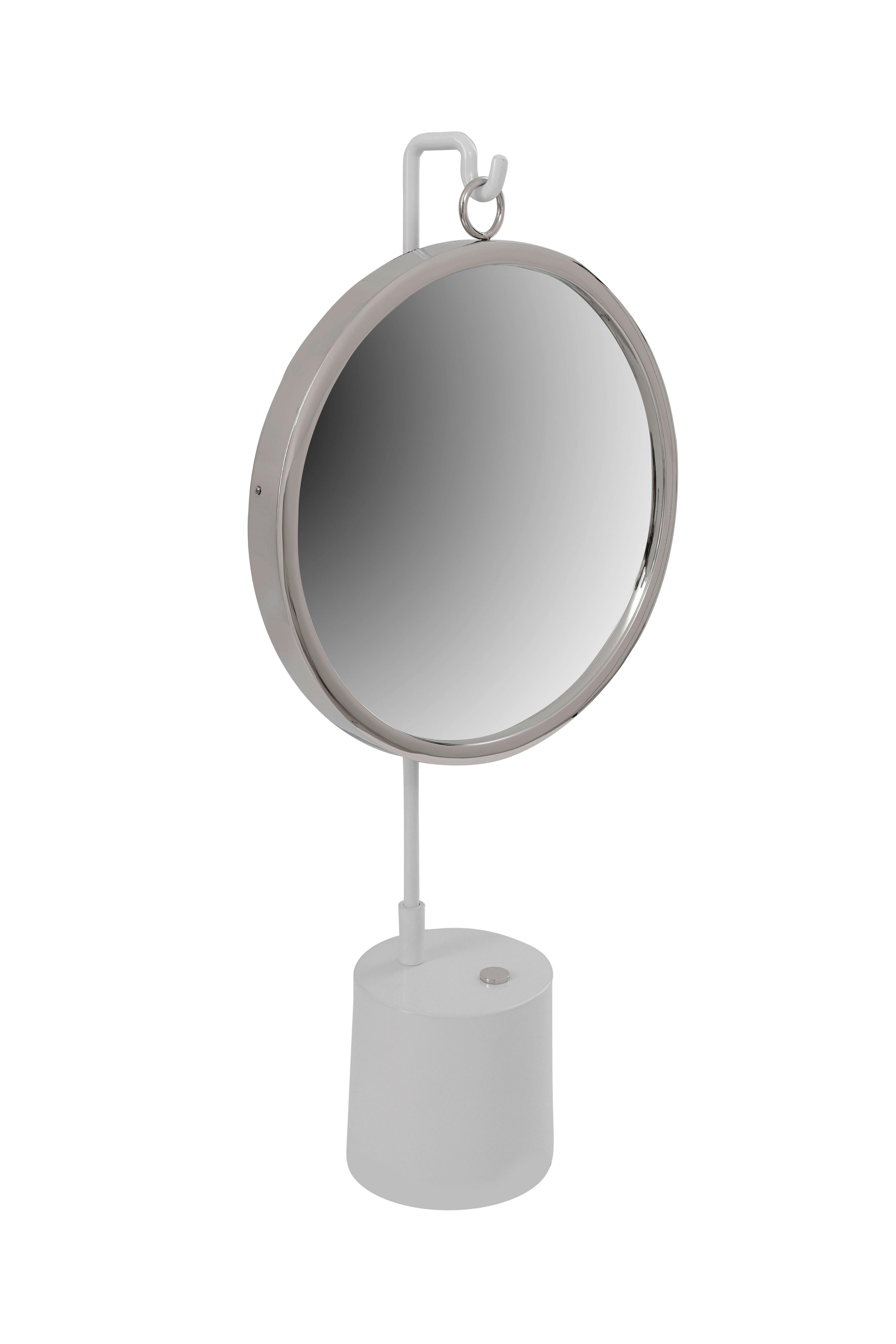 Tischspiegel Eleganca ca. 30x65x13 cm Silber/Weiß - Silberfarben/Weiß, LIFESTYLE, Glas/Metall (30/65/13cm) - Kayoom