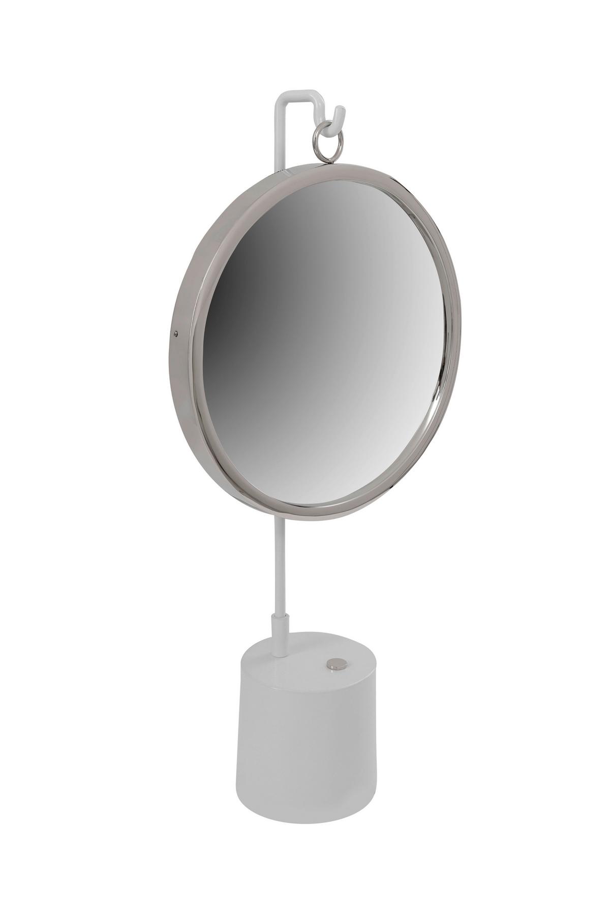 SCHMINKSPIEGEL QWEBS-WHT-SIV - Weiss/Silberfarben, Lifestyle, Glas/Metall (30/65/13cm) - Kayoom