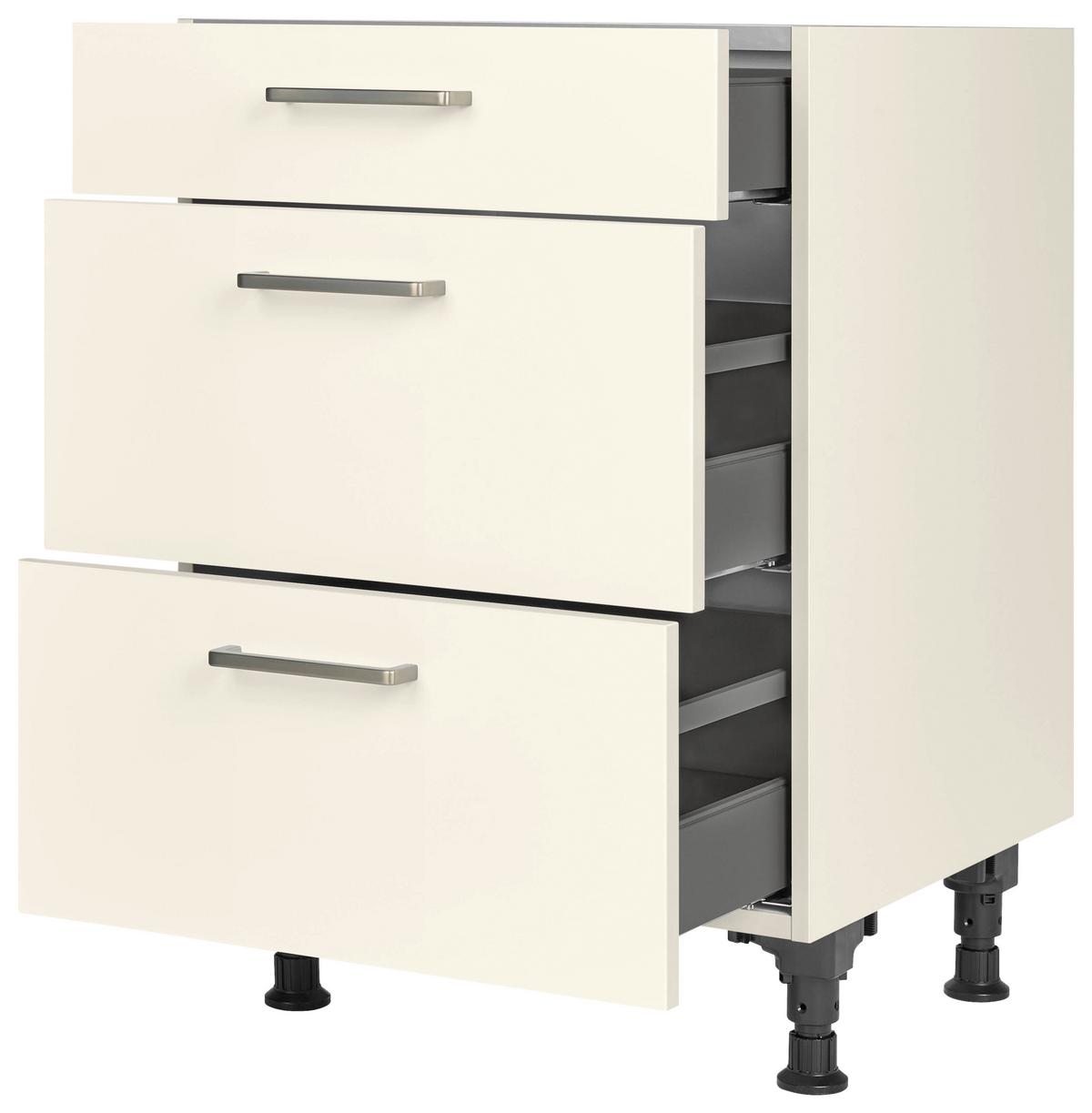 Schubkastenunterschrank Touch Magnolie - Edelstahlfarben/Magnolie, MODERN, Holzwerkstoff/Metall (60/87/56cm) - Nobilia
