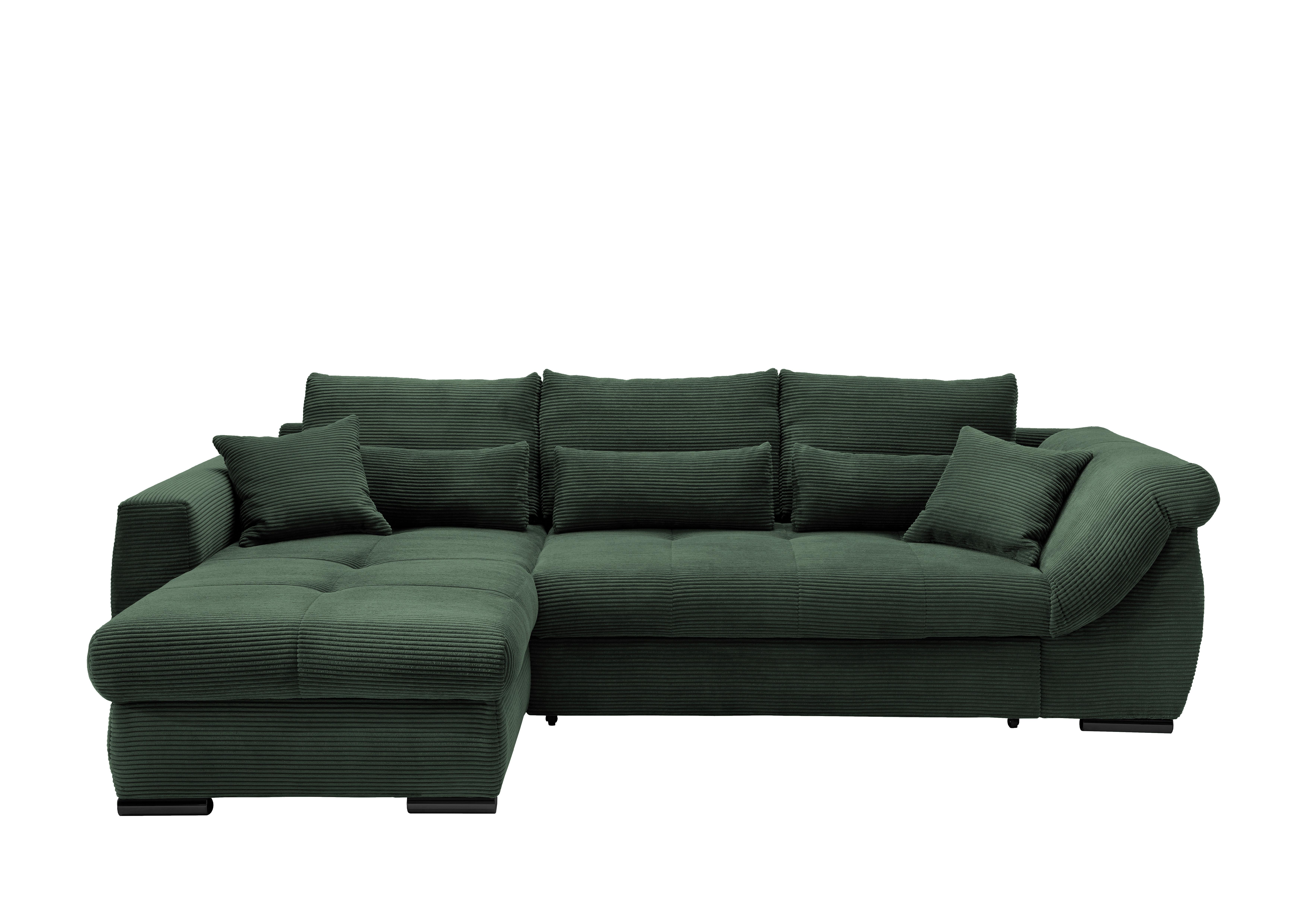 Wohnlandschaft Frederico Dunkelgrün Cord - Dunkelgrün/Schwarz, MODERN, Textil/Metall (188/302cm) - MID.YOU