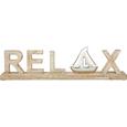 Dekoschriftzug Relax Naturfarben - Naturfarben, Holz/Metall (50/6/12cm)