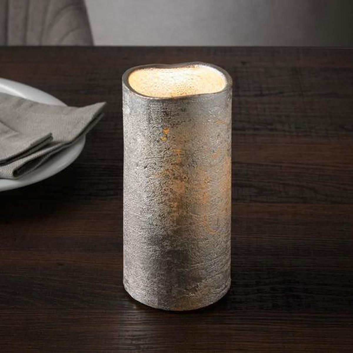 ŚWIECA LED LOA - kolor srebrny, Modern, materiały naturalne (15cm) - Bessagi Home