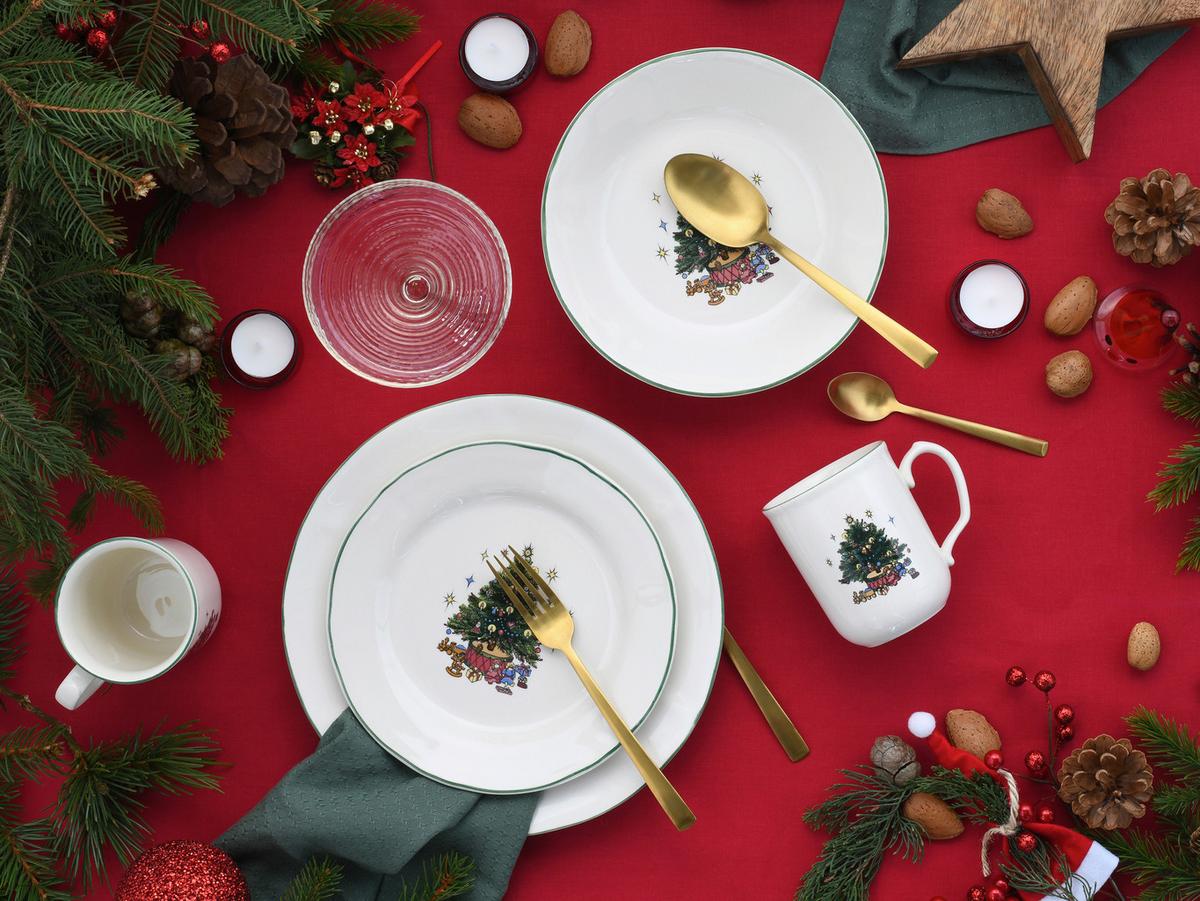 Kombiservice Tannenbaum Multicolor/Weiß, 16-tlg. - Multicolor/Weiß, Basics, Keramik - Creatable