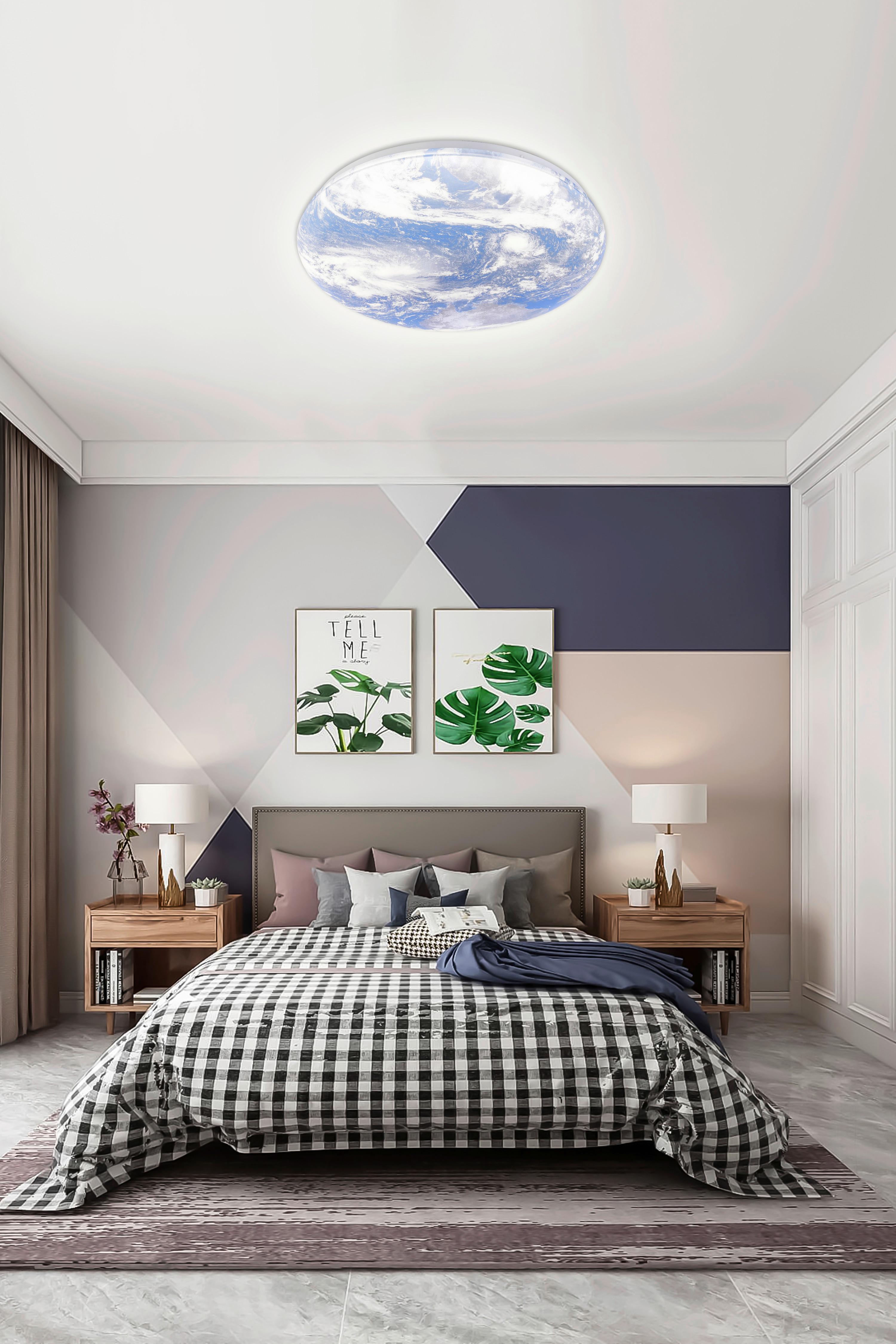 LAMPA SUFITOWA LED SATURNIN - niebieski/biały, Modern, tworzywo sztuczne/metal (60/8,5cm) - Bessagi Home