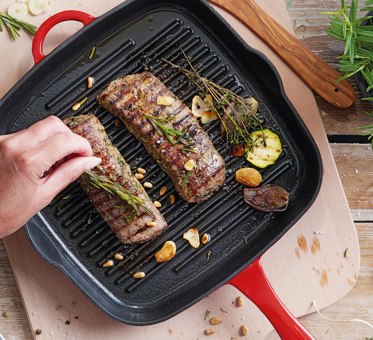 PATELNIA GRILLOWA 0407801426 - czerwony, Basics, metal (43/27,6cm) - KÜCHENPROFI