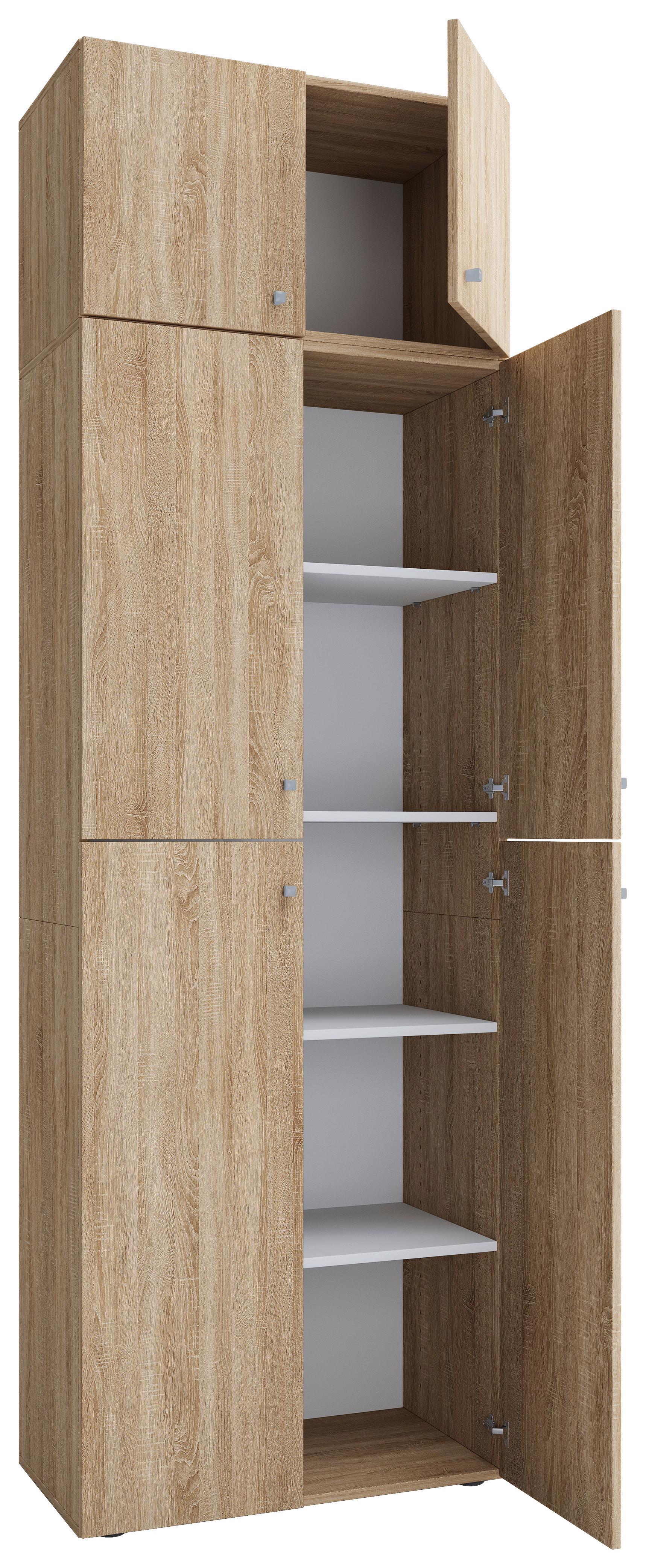 Schuhschrank Lona XXL ca.70x223x39cm Eiche Dekor - Schwarz/Grau, KONVENTIONELL, Holzwerkstoff/Kunststoff (70/223/39cm) - MID.YOU