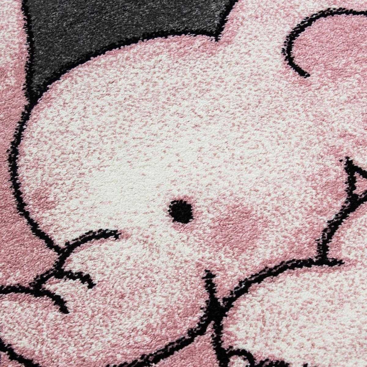 Kinderteppich Kids Grau/Weiß/Pink Ø ca. 160cm - Pink/Weiß, Trend, Textil (160cm)