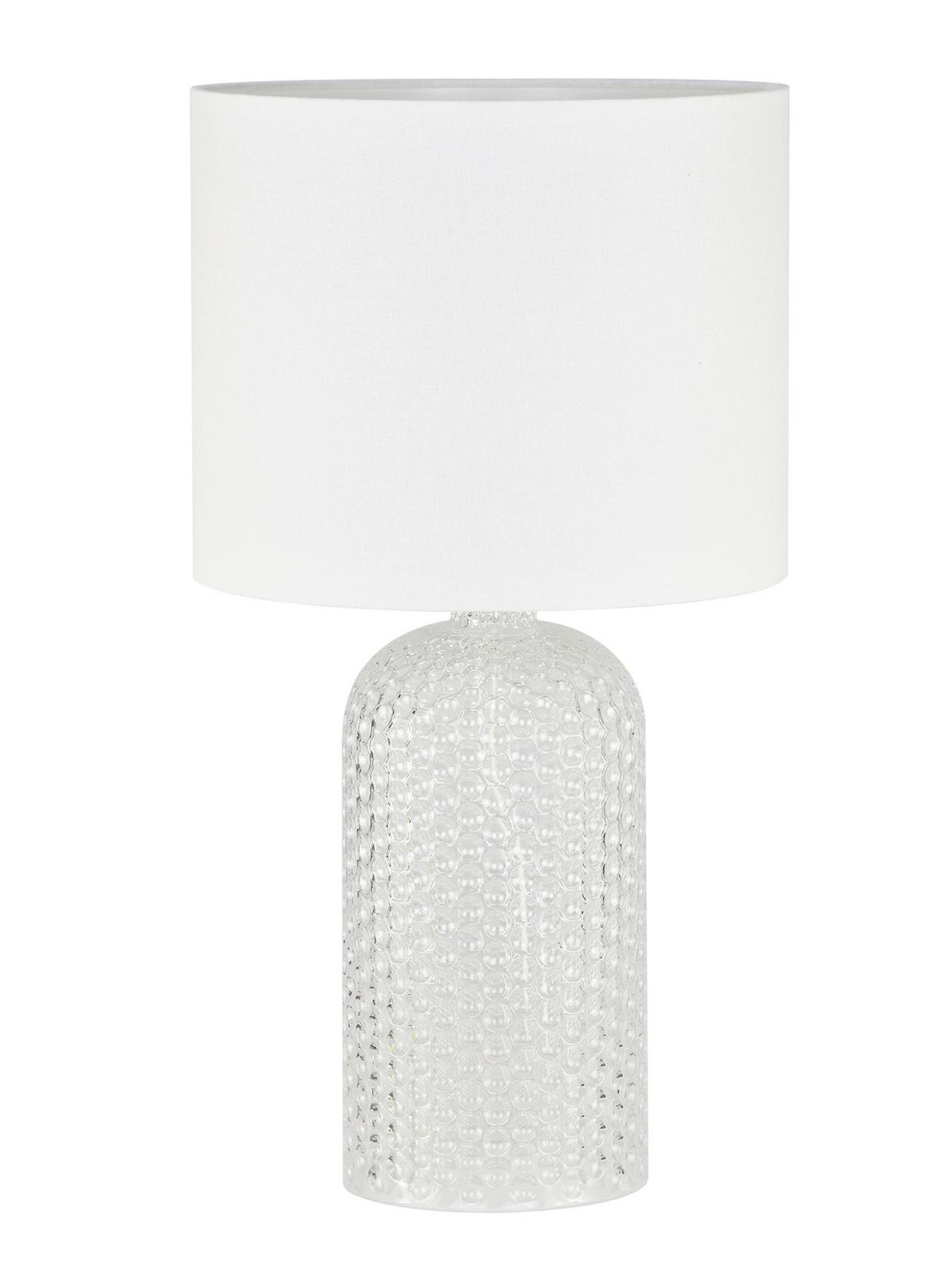 Tischleuchte Kristalya Weiß max. 60 Watt - Weiß, Basics, Glas/Textil (26,5/26,5/50cm)