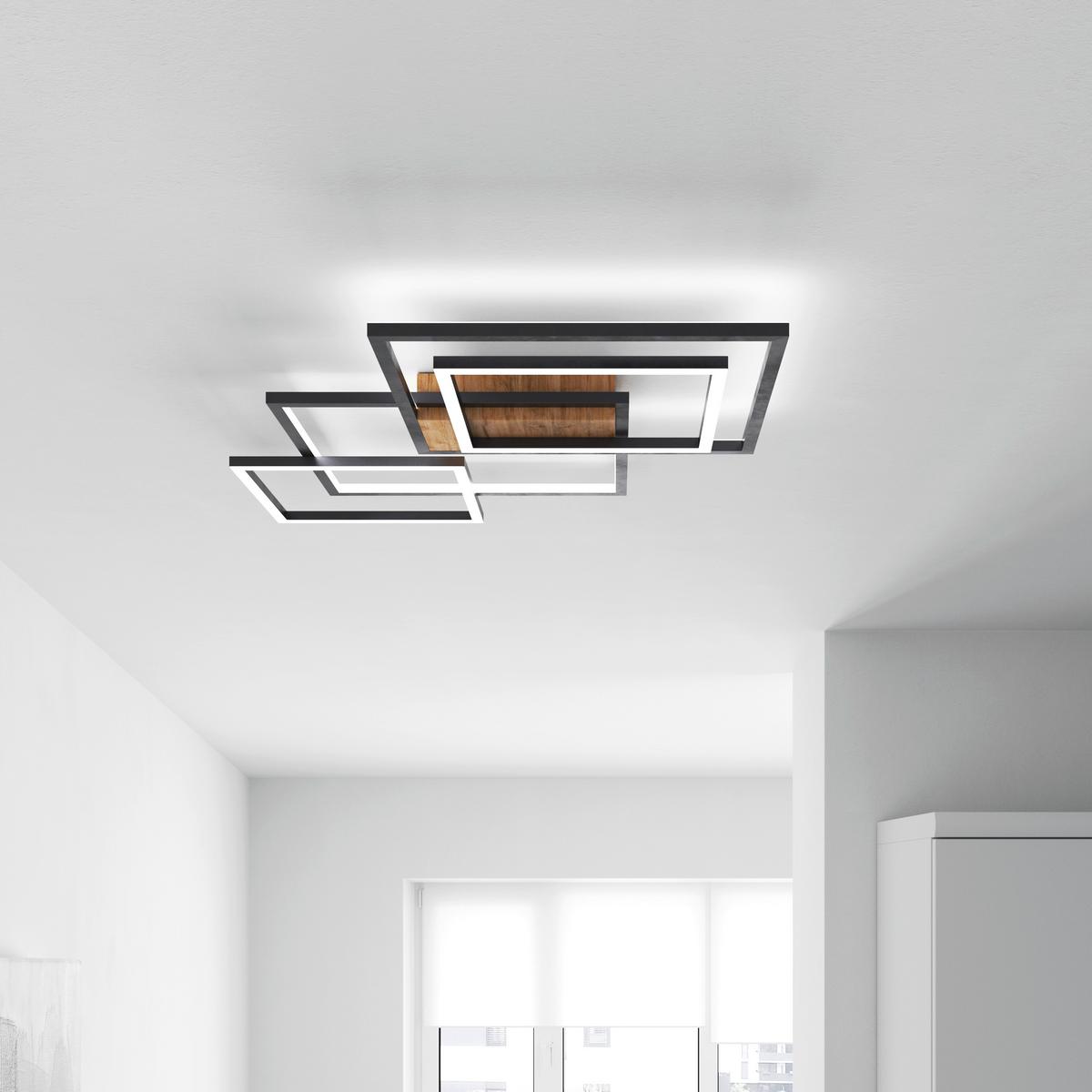 LAMPA SUFITOWA LED POWER WOOD *SBN*SH* - czarny/kolor orzecha włoskiego, Design, tworzywo sztuczne/metal (67/58/6cm) - Novel