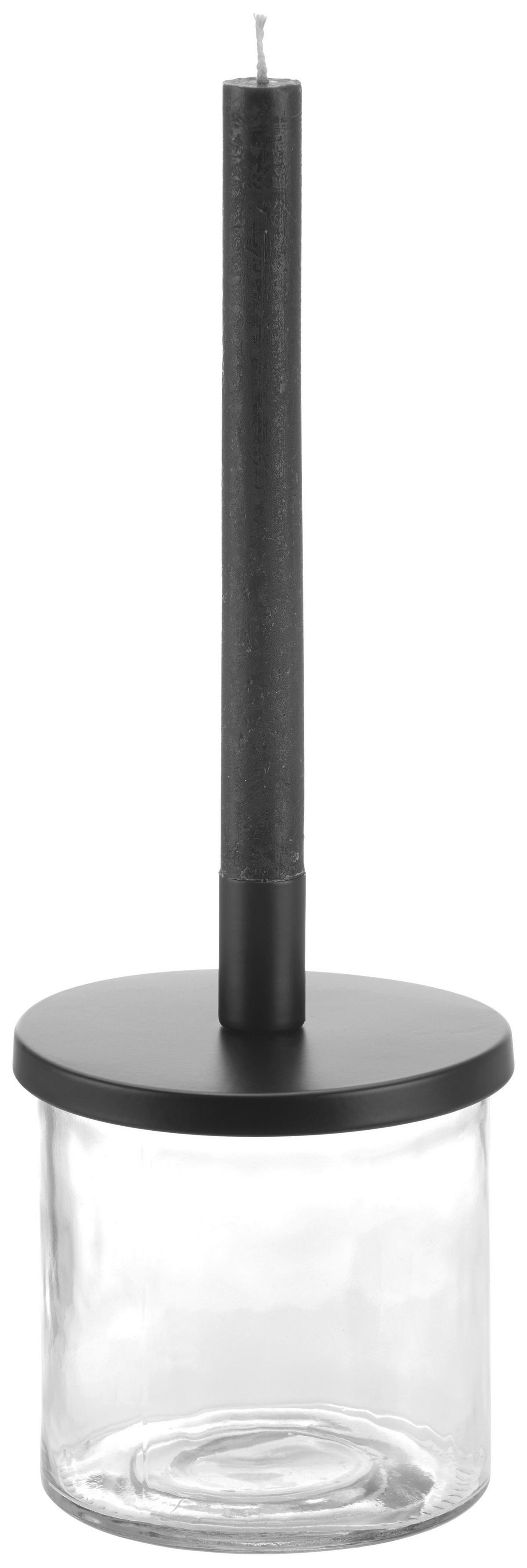 Gyertyatartó Elena - fekete, Modern, Üveg/fém (12,5/16cm)