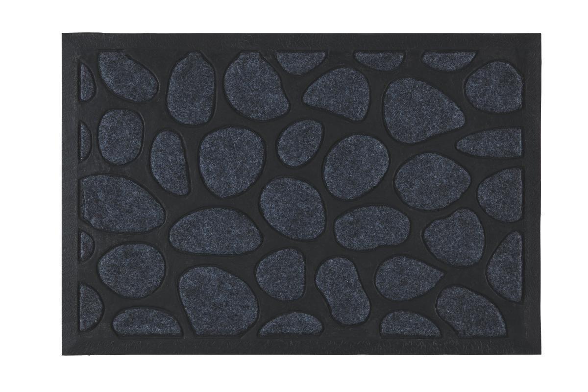 Fussmatte Stone in Schwarz ca. 40x60cm - Schwarz/Grau, Konventionell, Kunststoff/Textil (40/60cm) - Mömax