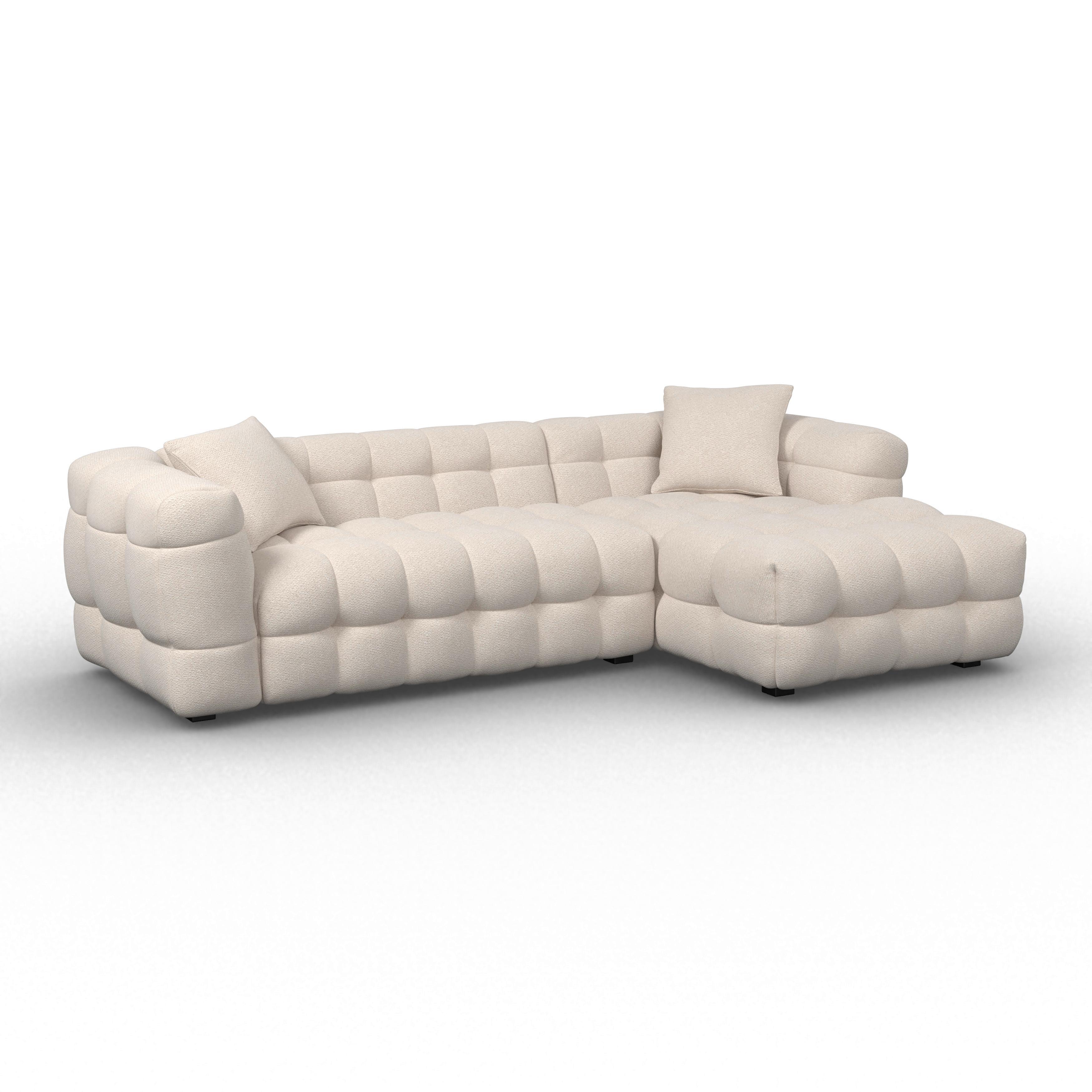 Wohnlandschaft Magda Bouclé Creme - Creme/Schwarz, MODERN, Holz/Kunststoff (268/71/157cm) - Bessagi Home