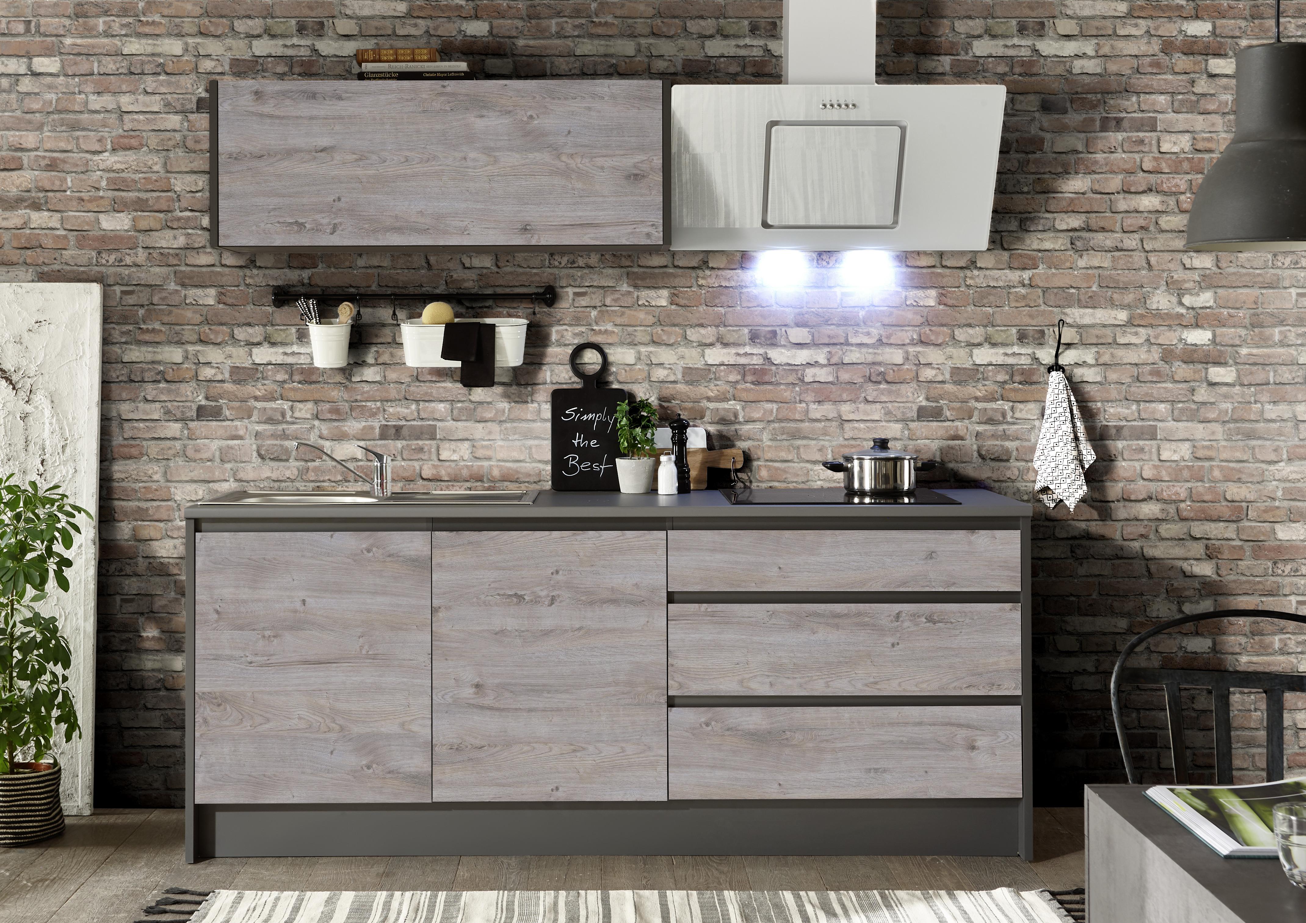 Moderen Kuhinjski Blok Brez Aparatov Less, Antracit - Moderno (210/190/60cm) - Modern Living