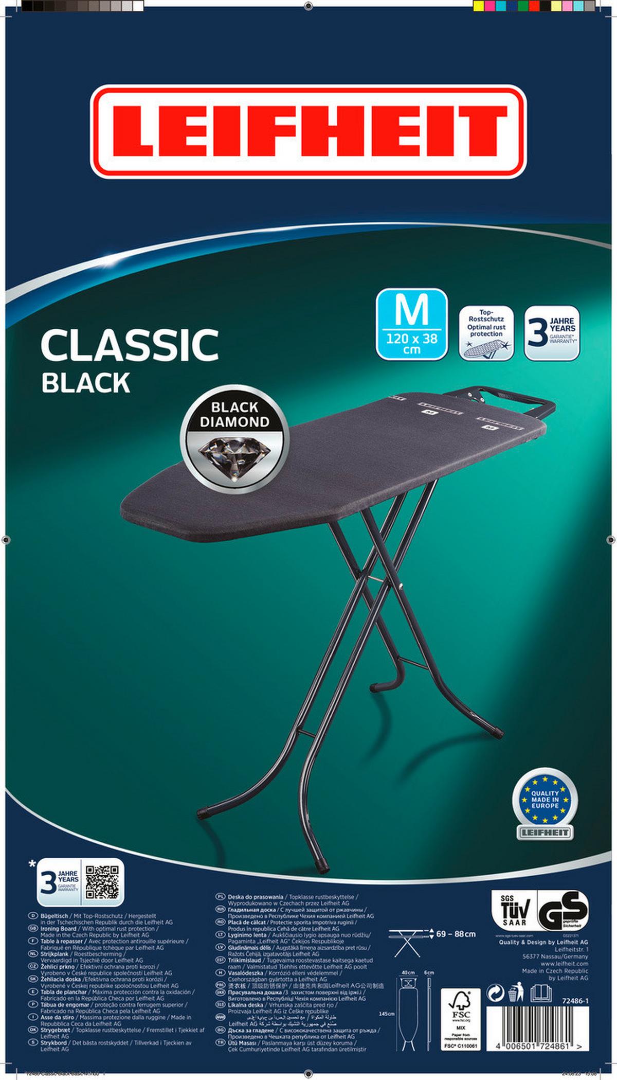 DESKA DO PRASOWANIA 72486 - czarny, Basics, tkanina (120/38/88cm) - Leifheit