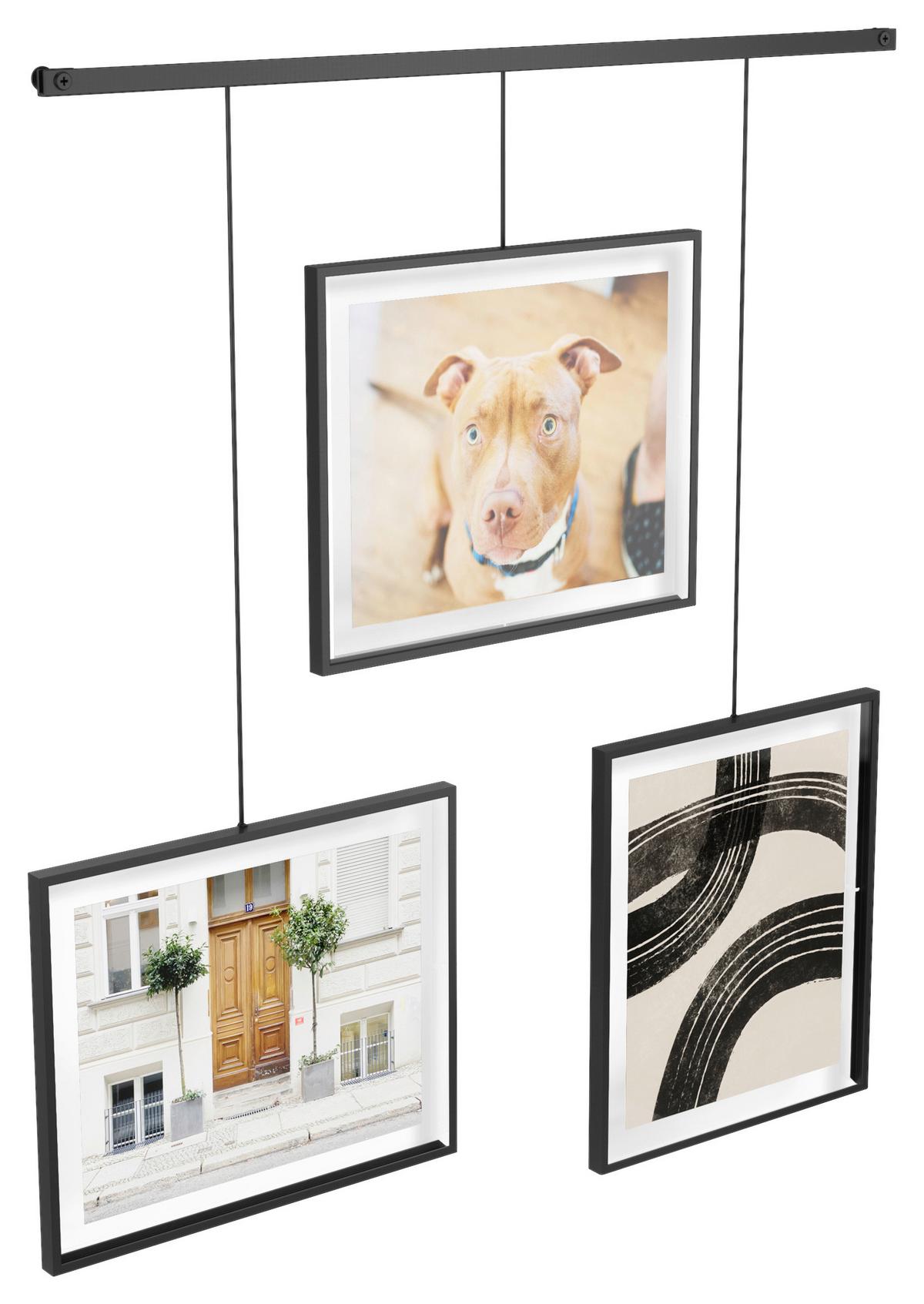 Collagen-Bilderrahmen Schwarz - Schwarz, Design, Glas/Metall (2,5/73/82cm) - Umbra
