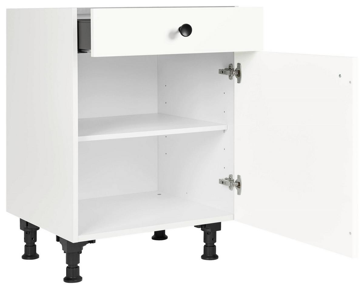 Schubkastenunterschrank Cascada Weiß - Schwarz/Weiß, MODERN, Holzwerkstoff/Metall (60/87/56cm) - Nobilia