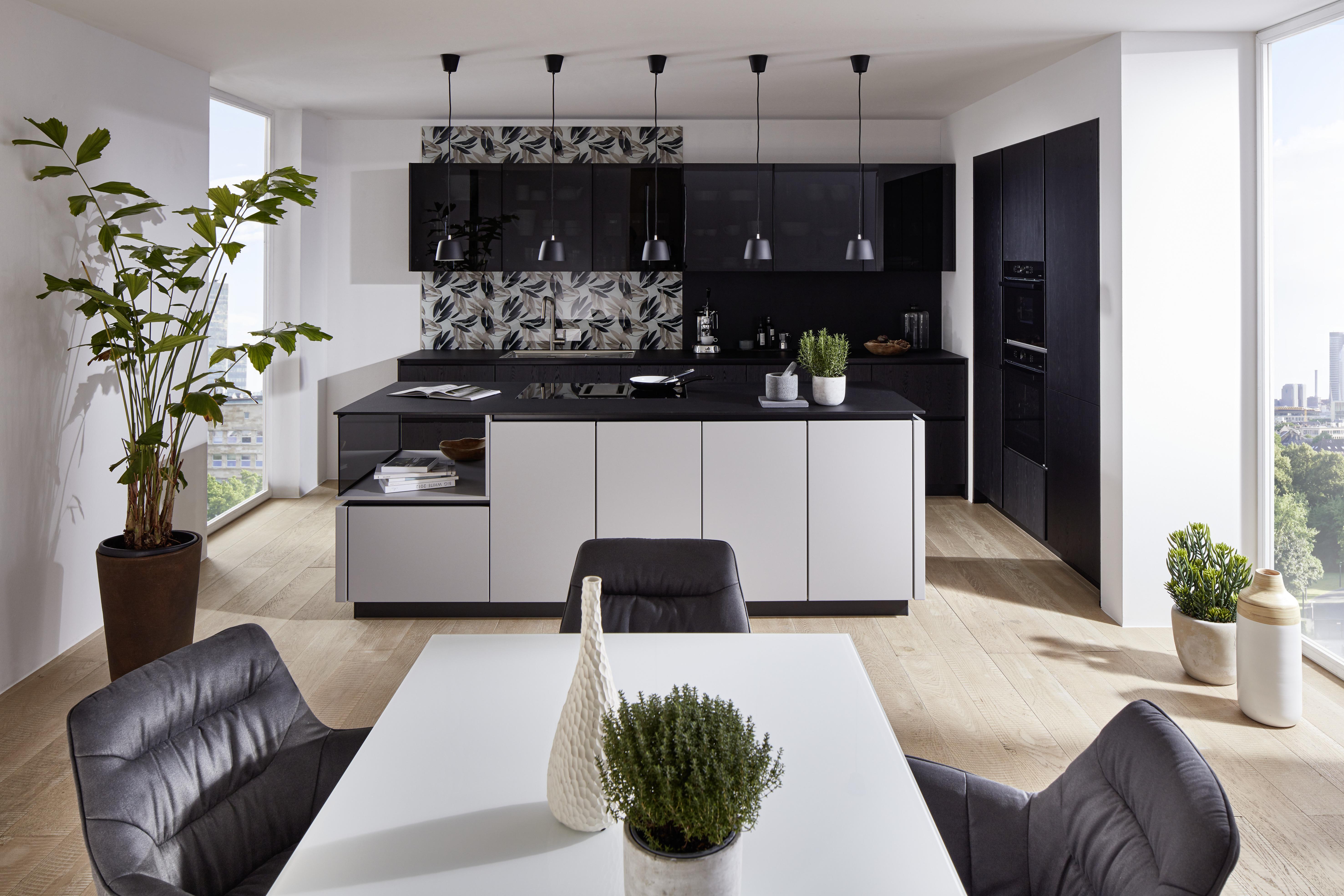 Einbauküche Stuctura/Softline - Wengefarben/Hellgrau, MODERN, Holzwerkstoff (364/178cm) - Nobilia