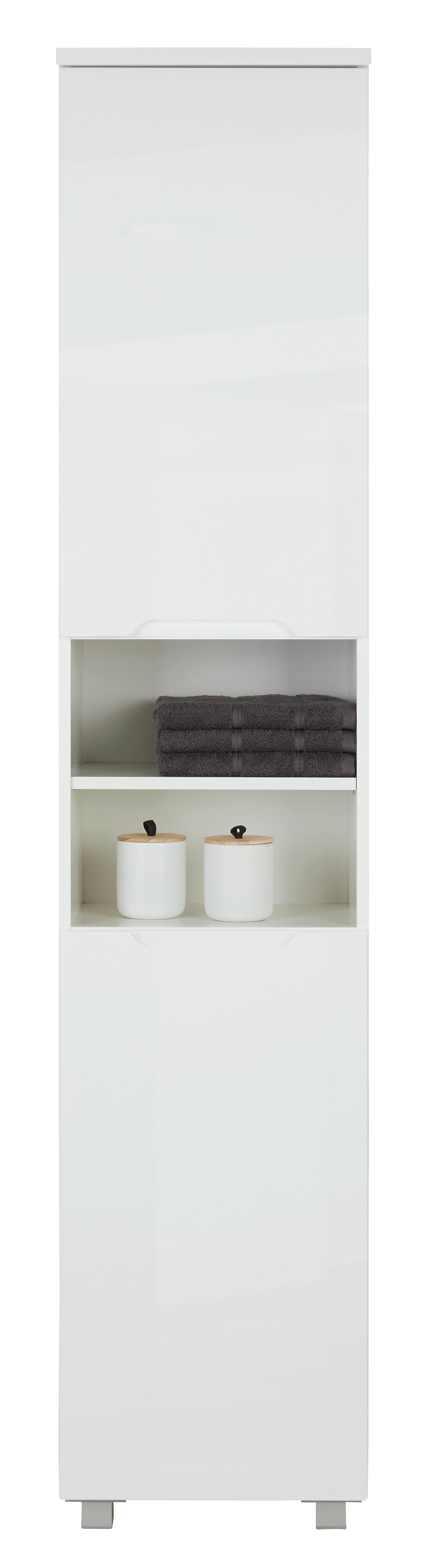 Hochschrank in Weiß - Silberfarben/Weiß, MODERN, Holzwerkstoff/Kunststoff (40/194/32cm) - Mömax