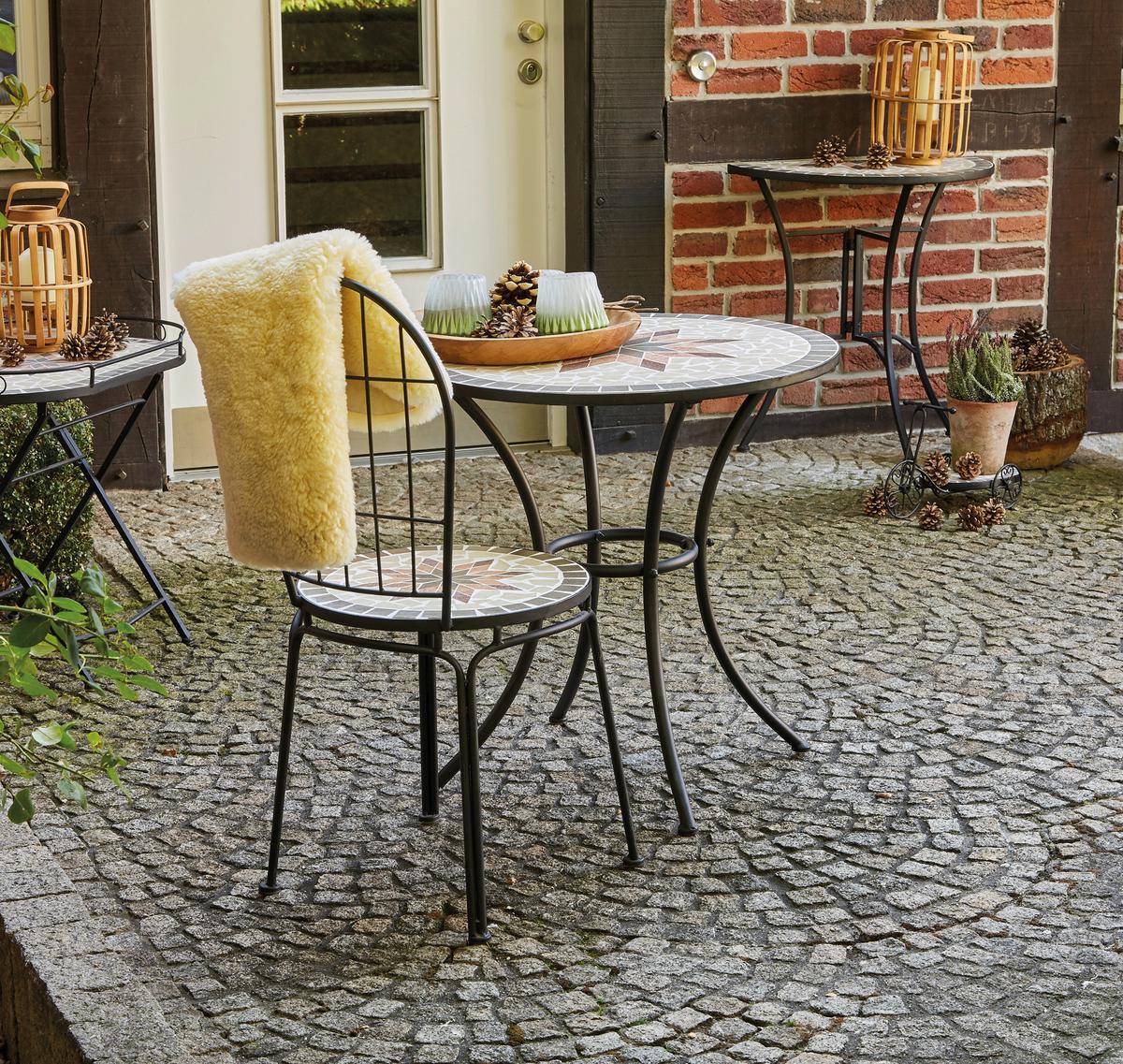 GARTENTISCH 875354 - Multicolor/Schwarz, MODERN, Keramik/Metall (70/35,5/71cm) - Siena Garden