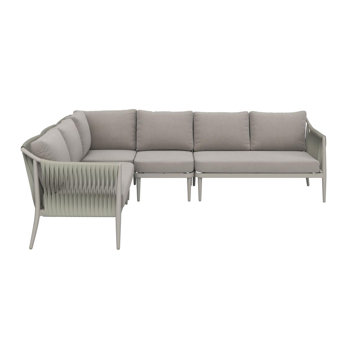 Loungegarnitur Alvina Outdoorstoff/Metall +Abdeckung - Creme, MODERN, Kunststoff/Textil (259/74/199cm) - Bessagi Garden