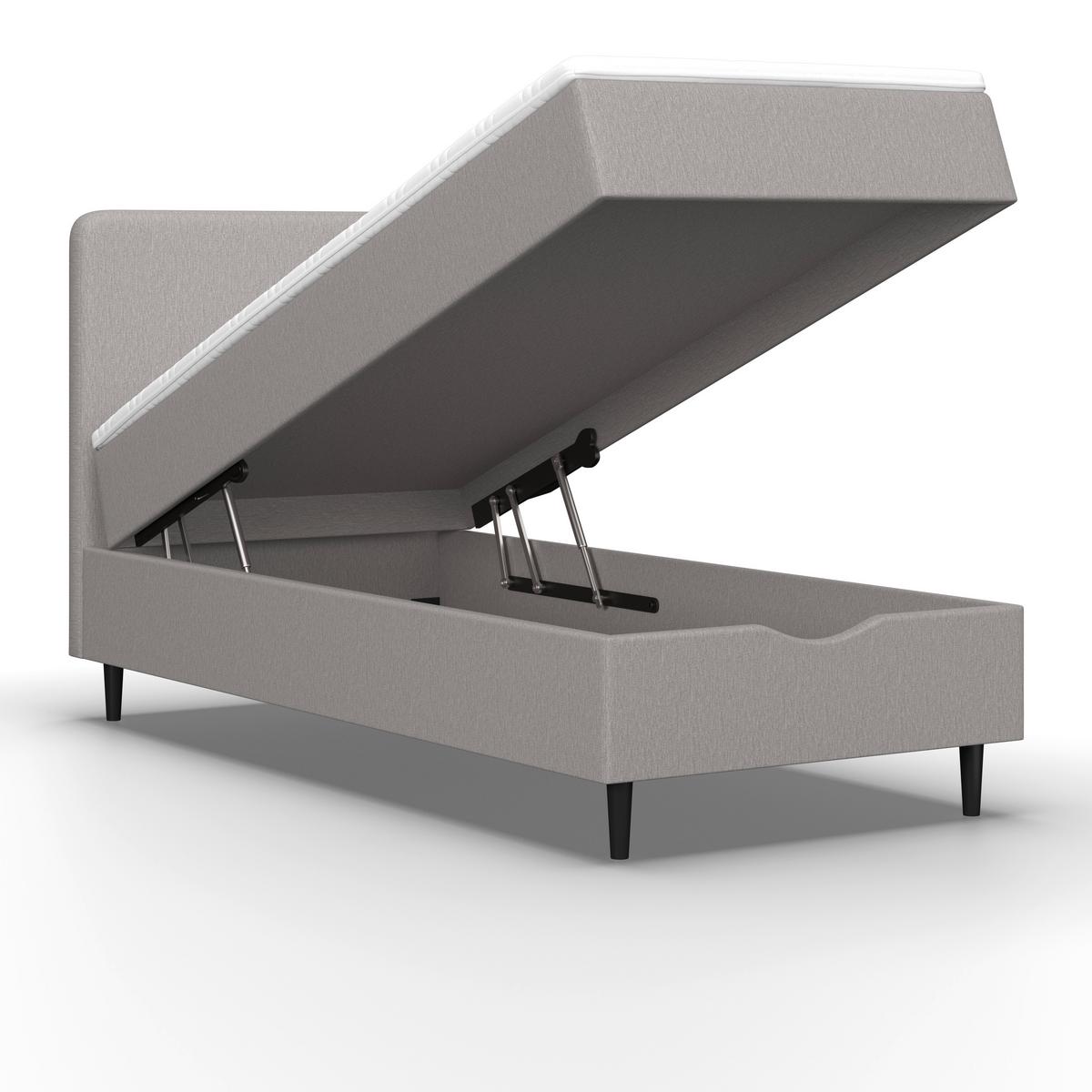 Boxbett Vida ca. 90x200 cm Grau mit Topper - Schwarz/Grau, MODERN, Holz/Kunststoff (90/200cm) - Bessagi Home